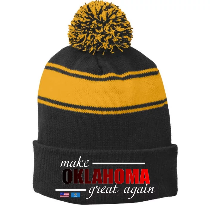 Make Oklahoma Great Again Stripe Pom Pom Beanie