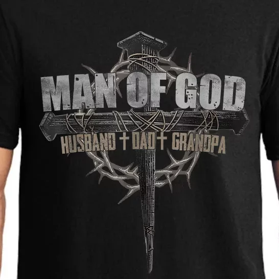 Man Of God Husband Dad Grandpa Cross Christian Pajama Set