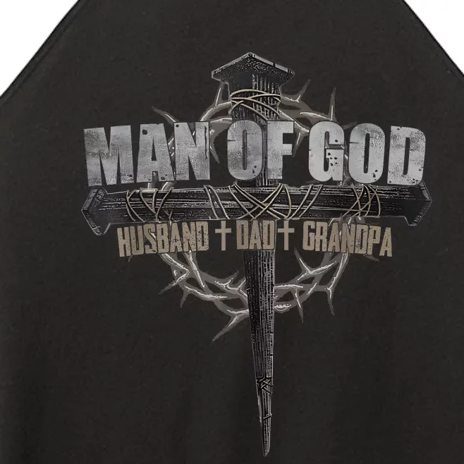 Man Of God Husband Dad Grandpa Cross Christian Women’s Perfect Tri Rocker Tank