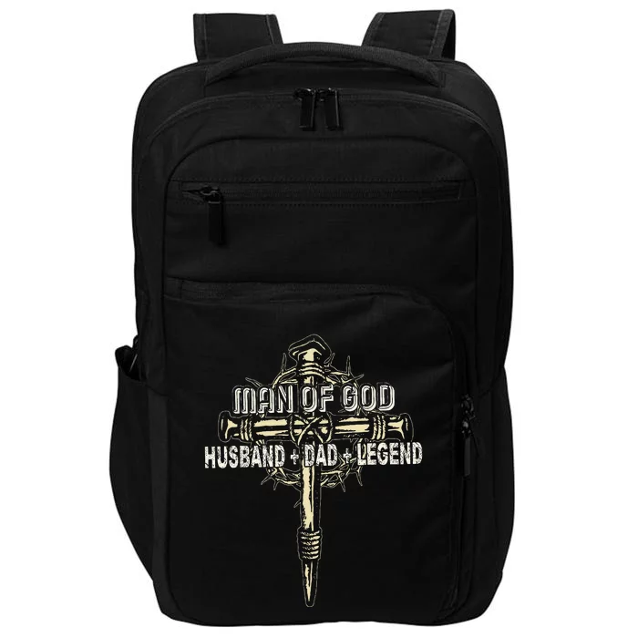 Man Of God Husband Dad Happy Father's Day Proud Christian Impact Tech Backpack