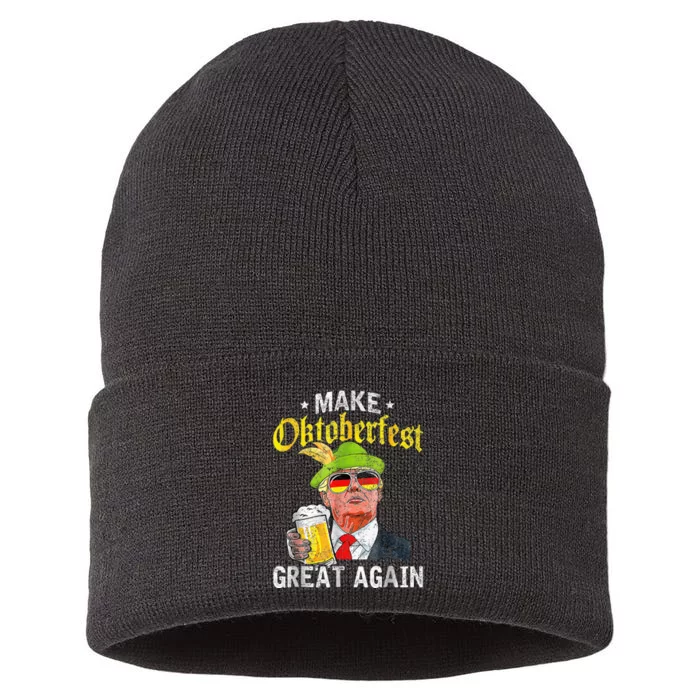 Make Oktoberfest Great Again Funny Trump Drink Beer Mug Gift Sustainable Knit Beanie