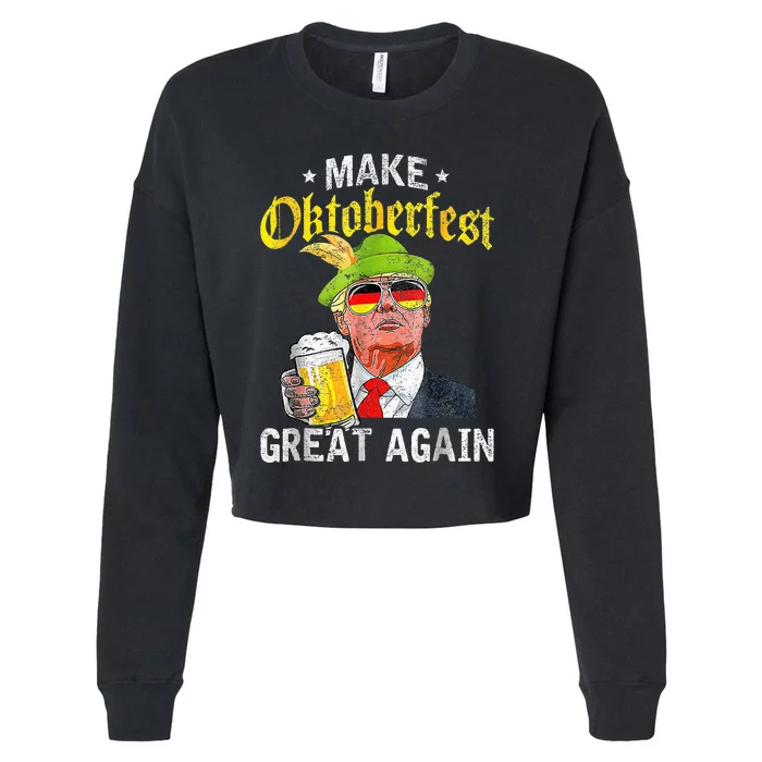 Make Oktoberfest Great Again Funny Trump Drink Beer Mug Gift Cropped Pullover Crew