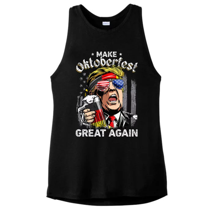 Make Oktoberfest Great Again Funny Trump Prost Beer Mug Ladies Tri-Blend Wicking Tank