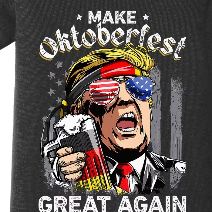 Make Oktoberfest Great Again Funny Trump Prost Beer Mug Baby Bodysuit