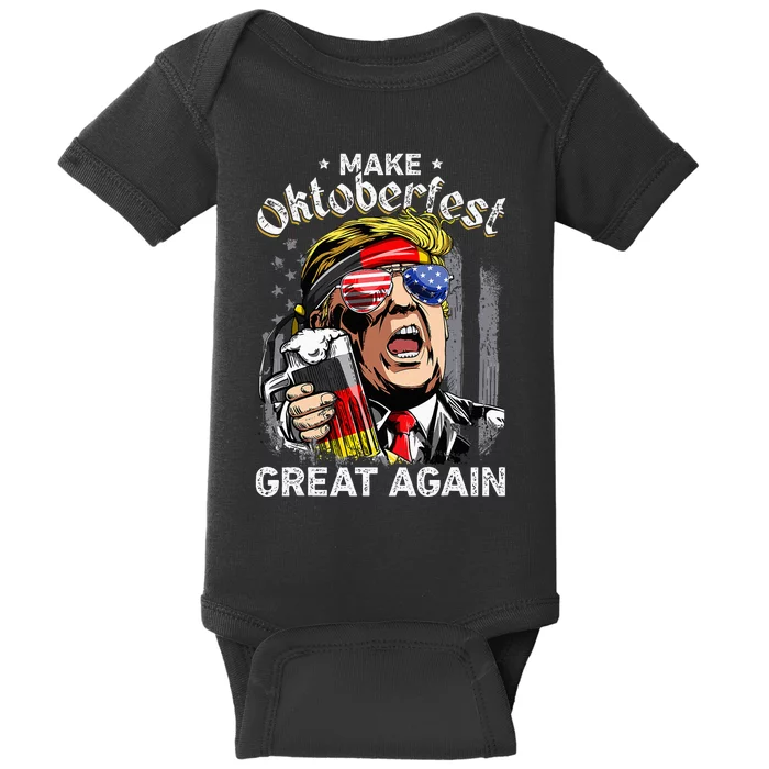 Make Oktoberfest Great Again Funny Trump Prost Beer Mug Baby Bodysuit