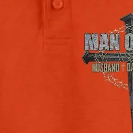 Man Of God Husband Dad Papa Christian Cross FatherS Day Dry Zone Grid Performance Polo