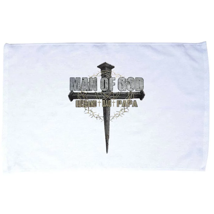 Man Of God Husband Dad Papa Christian Cross FatherS Day Microfiber Hand Towel