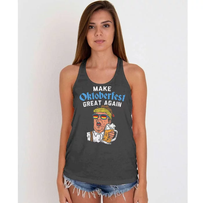 Make Oktoberfest Great Again Funny Trump Drink Beer Mug Gift Women's Knotted Racerback Tank