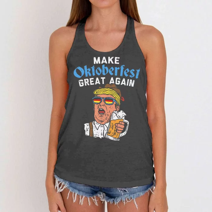 Make Oktoberfest Great Again Funny Trump Drink Beer Mug Gift Women's Knotted Racerback Tank