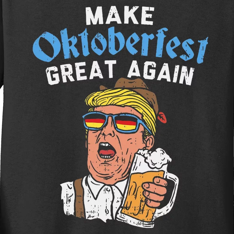 Make Oktoberfest Great Again Funny Trump Drink Beer Mug Gift Kids Long Sleeve Shirt