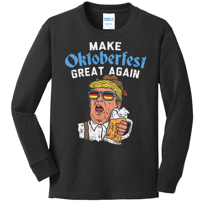 Make Oktoberfest Great Again Funny Trump Drink Beer Mug Gift Kids Long Sleeve Shirt