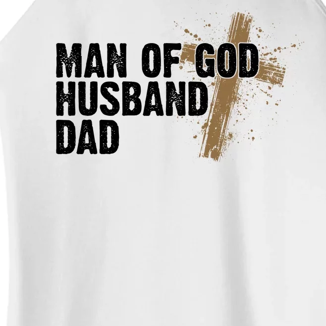 Man Of God Husband Dad Religious Cross Fathers Day Women’s Perfect Tri Rocker Tank