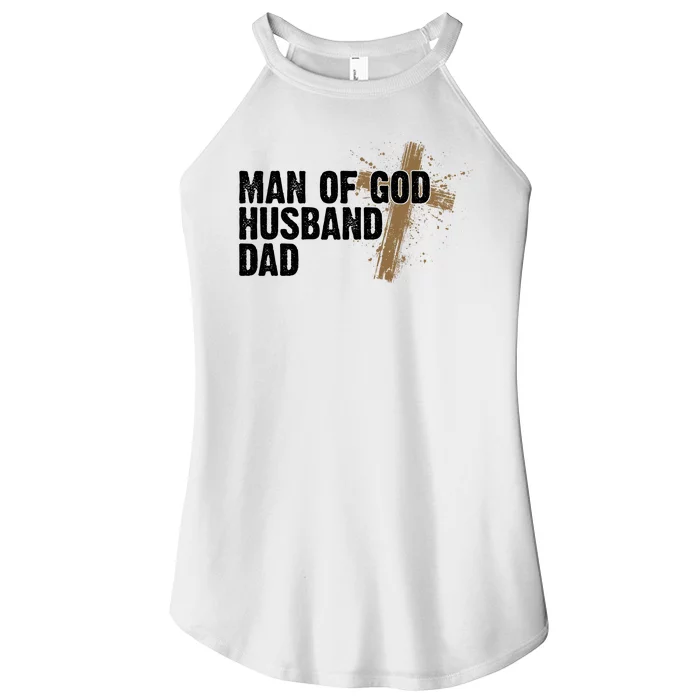 Man Of God Husband Dad Religious Cross Fathers Day Women’s Perfect Tri Rocker Tank