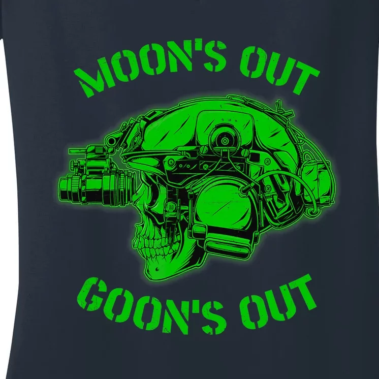 MOON'S OUT GOON'S OUT Skull Helmet NVGs Military 'S Women's V-Neck T-Shirt