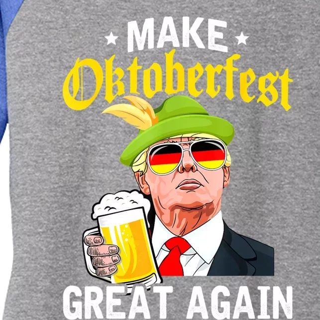 Make Oktoberfest Great Again Funny Trump Drink Beer Mug Women's Tri-Blend 3/4-Sleeve Raglan Shirt