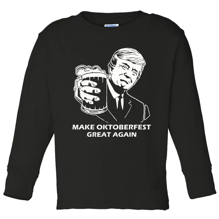 Make Oktoberfest Great Again Funny Trump Drink Beer Festival Toddler Long Sleeve Shirt