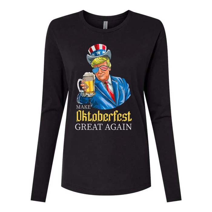 Make Oktoberfest Great Again Funny Trump Drink Beer Festival Womens Cotton Relaxed Long Sleeve T-Shirt