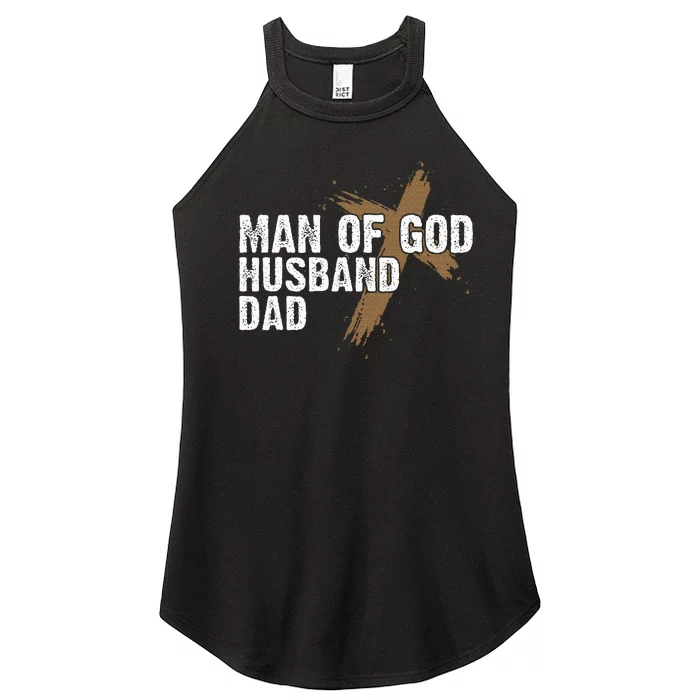 Man Of God Husband Dad Religious Cross FatherS Day Faith Women’s Perfect Tri Rocker Tank