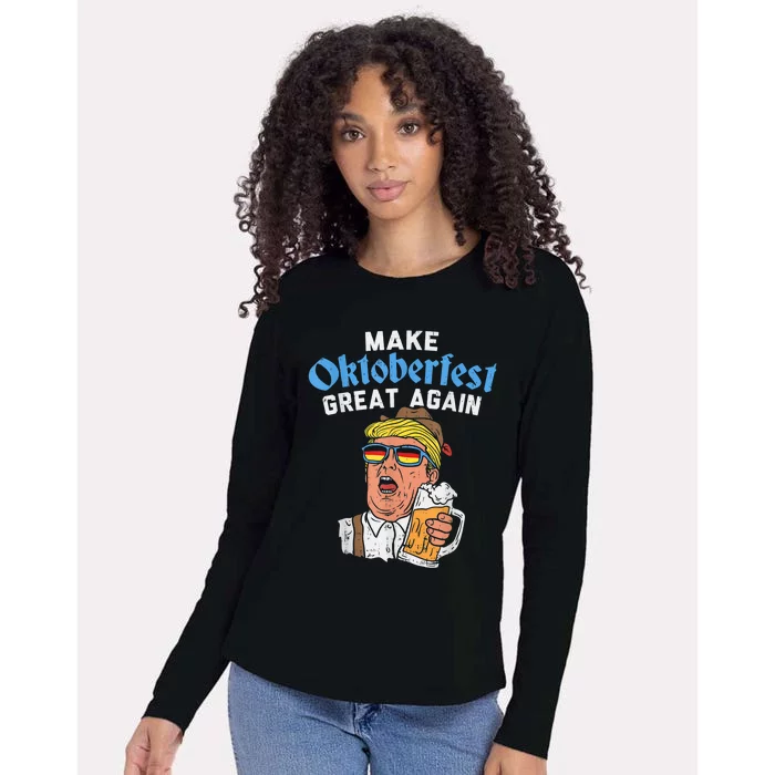 Make Oktoberfest Great Again Funny Trump Drink Beer Mug Womens Cotton Relaxed Long Sleeve T-Shirt