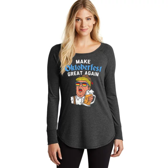 Make Oktoberfest Great Again Funny Trump Drink Beer Mug Gift Women's Perfect Tri Tunic Long Sleeve Shirt