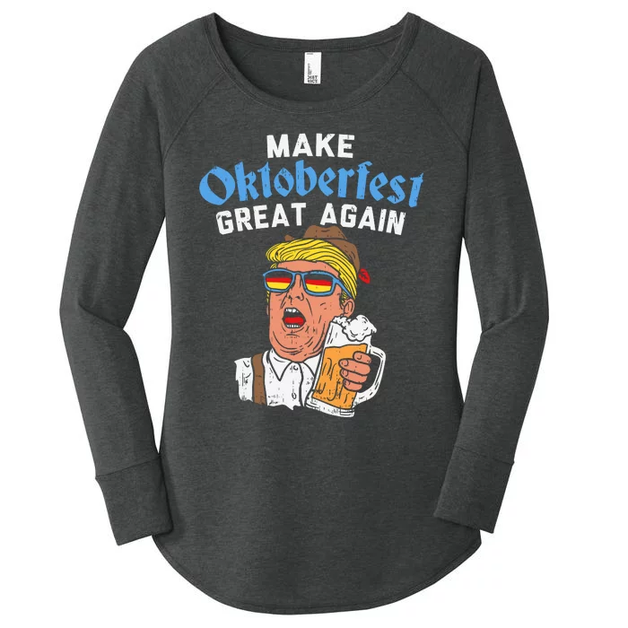 Make Oktoberfest Great Again Funny Trump Drink Beer Mug Gift Women's Perfect Tri Tunic Long Sleeve Shirt