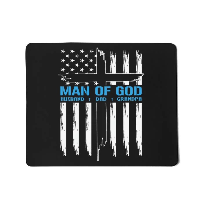 Man Of God Cross American Flag Jesus Christian Mousepad