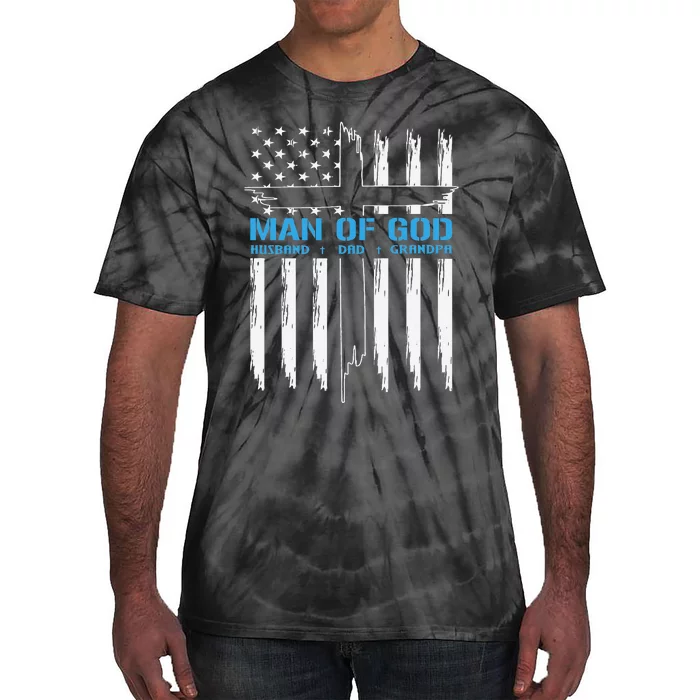 Man Of God Cross American Flag Jesus Christian Tie-Dye T-Shirt