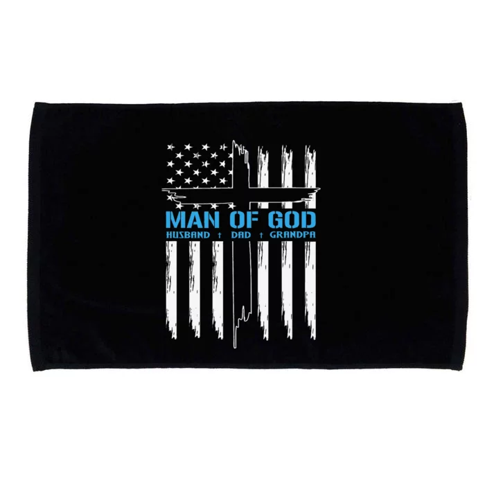 Man Of God Cross American Flag Jesus Christian Microfiber Hand Towel