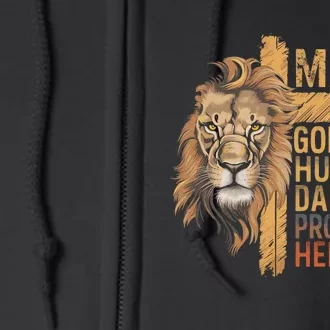 Man Of God Husband Daddy Protector Hero Lion Full Zip Hoodie