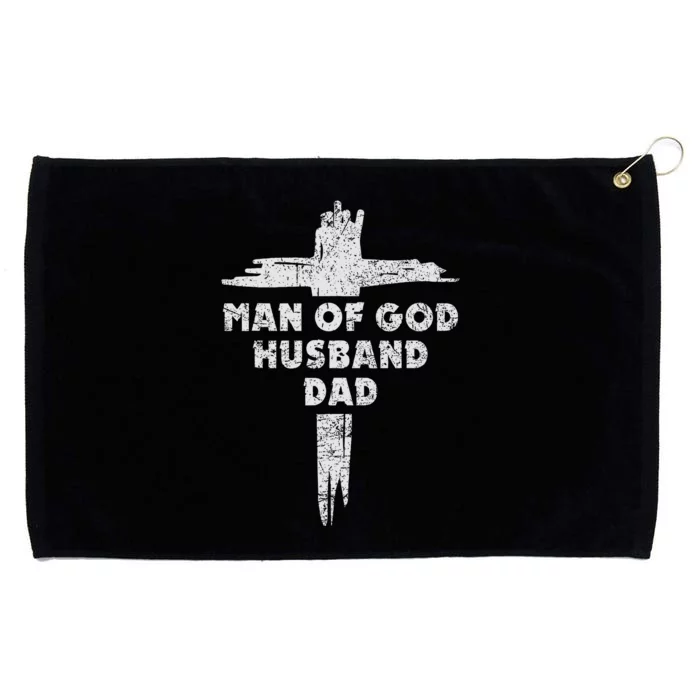 Man Of God Husband Dad Christian Faith Fathers Day Grommeted Golf Towel