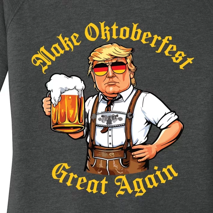 Make Oktoberfest Great Again Funny Trump Drink Beer Prost Women's Perfect Tri Tunic Long Sleeve Shirt