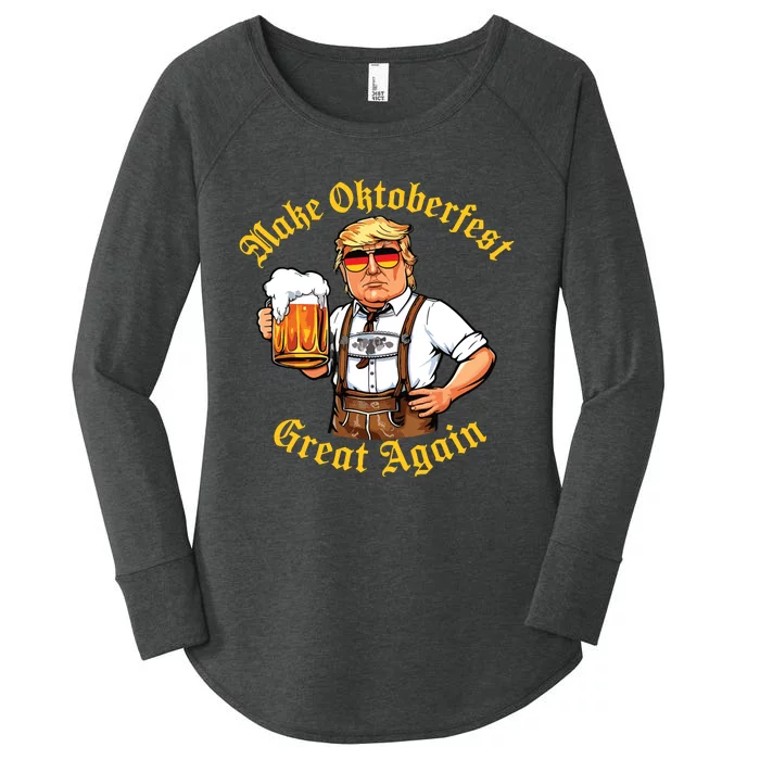 Make Oktoberfest Great Again Funny Trump Drink Beer Prost Women's Perfect Tri Tunic Long Sleeve Shirt