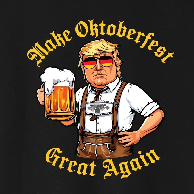 Make Oktoberfest Great Again Funny Trump Drink Beer Prost Women's Crop Top Tee