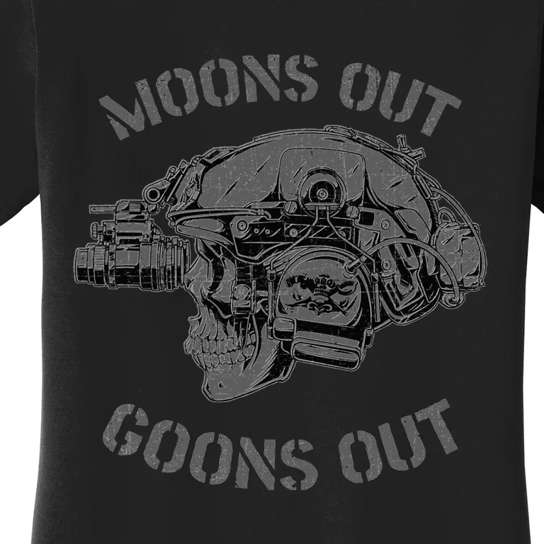 MoonS Out Goons Out Skull Helmet Nvgs Nsw Swcc Dbg Pin Women's T-Shirt