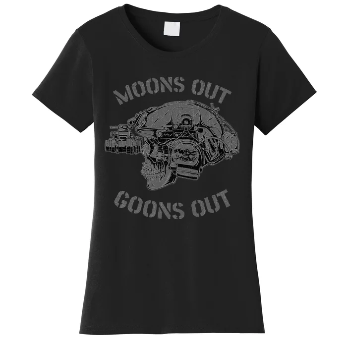 MoonS Out Goons Out Skull Helmet Nvgs Nsw Swcc Dbg Pin Women's T-Shirt