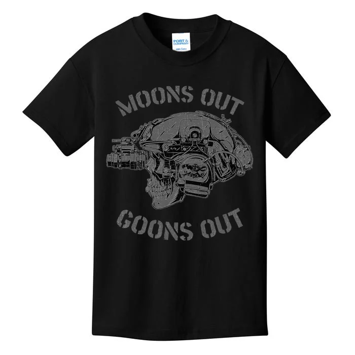 MoonS Out Goons Out Skull Helmet Nvgs Nsw Swcc Dbg Pin Kids T-Shirt