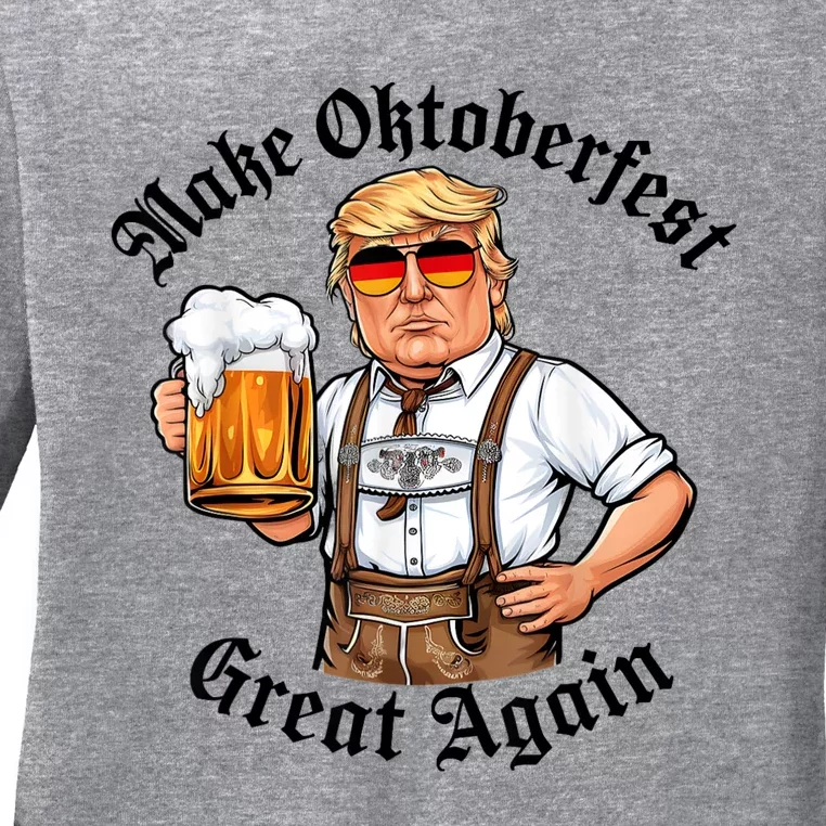 Make Oktoberfest Great Again Beerfest Wurstfest Funny Ladies Long Sleeve Shirt