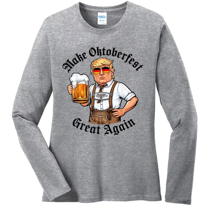 Make Oktoberfest Great Again Beerfest Wurstfest Funny Ladies Long Sleeve Shirt