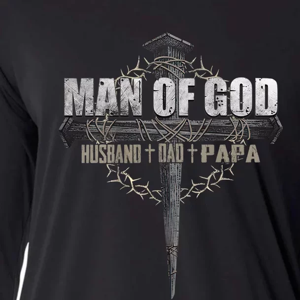 Man Of God Husband Dad Papa Christian Cooling Performance Long Sleeve Crew