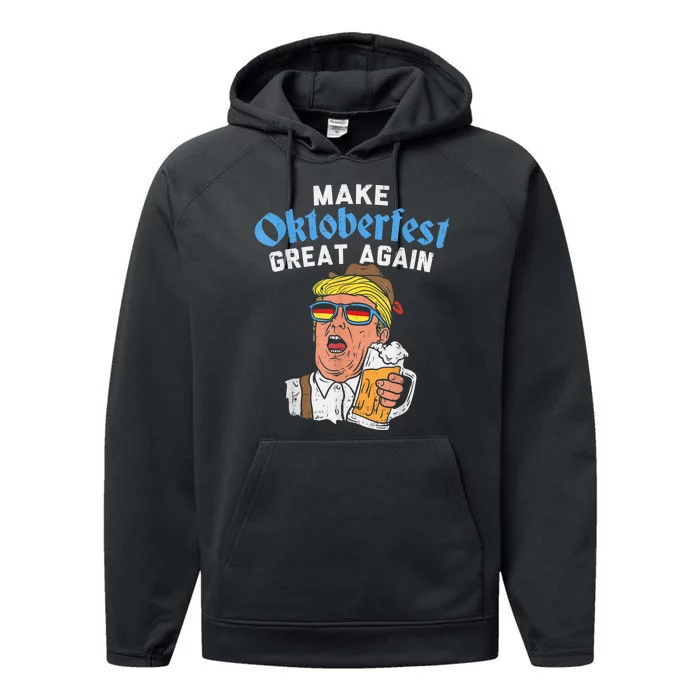 Make Oktoberfest Great Again Funny Trump Drink Beer Mug Gift Performance Fleece Hoodie