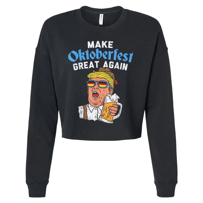 Make Oktoberfest Great Again Funny Trump Drink Beer Mug Gift Cropped Pullover Crew