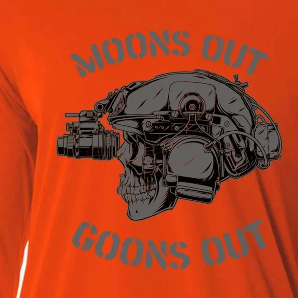 Moons Out Goons Out Skull Helmet Nvgs Military S Gift Cooling Performance Long Sleeve Crew