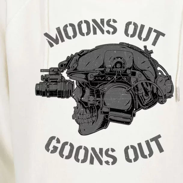 Moons Out Goons Out Skull Helmet Nvgs Military S Gift Womens Funnel Neck Pullover Hood