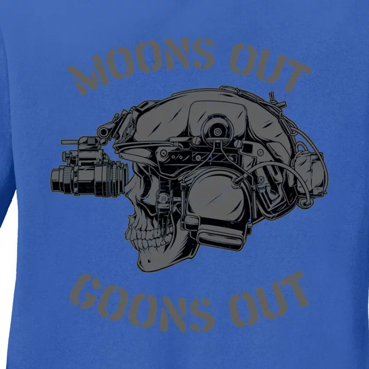 Moons Out Goons Out Skull Helmet Nvgs Military S Gift Ladies Long Sleeve Shirt