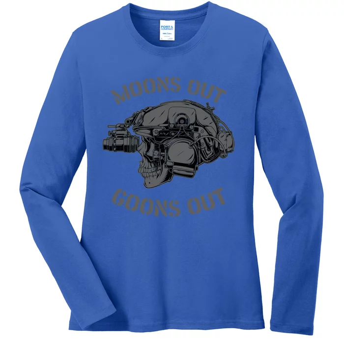 Moons Out Goons Out Skull Helmet Nvgs Military S Gift Ladies Long Sleeve Shirt