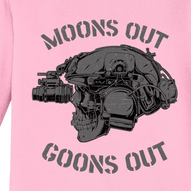 Moons Out Goons Out Skull Helmet Nvgs Military S Gift Baby Long Sleeve Bodysuit