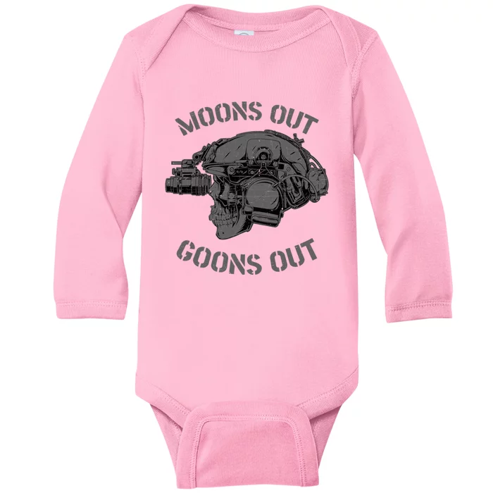 Moons Out Goons Out Skull Helmet Nvgs Military S Gift Baby Long Sleeve Bodysuit