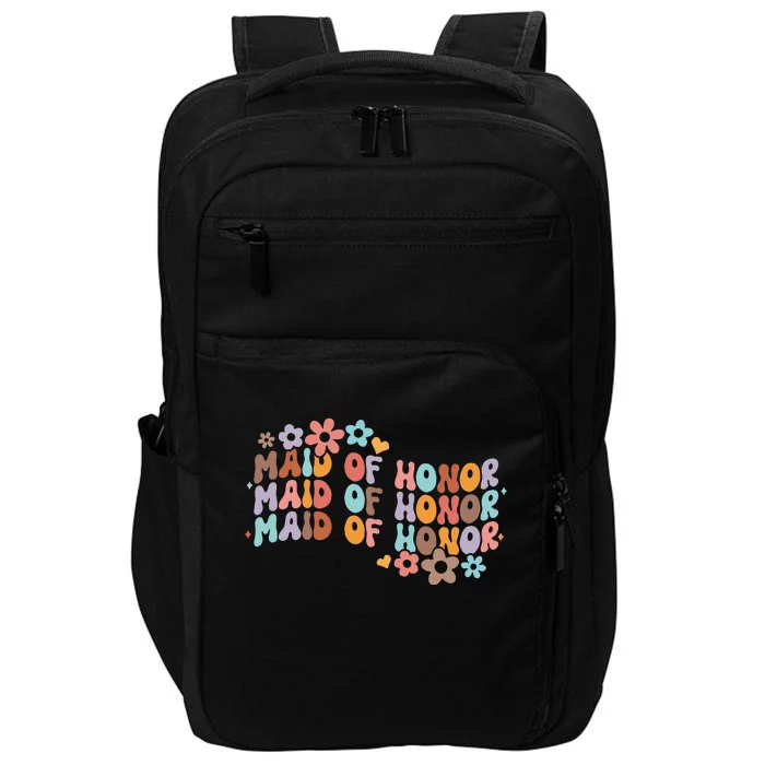 Maid Of Honor Bridesmaid Bridal Shower Groovy Bachelorette Impact Tech Backpack