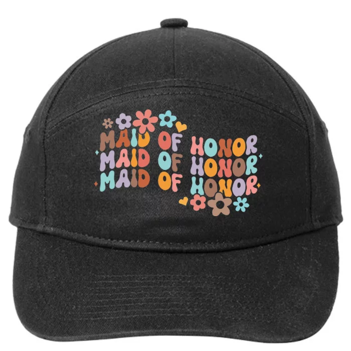 Maid Of Honor Bridesmaid Bridal Shower Groovy Bachelorette 7-Panel Snapback Hat