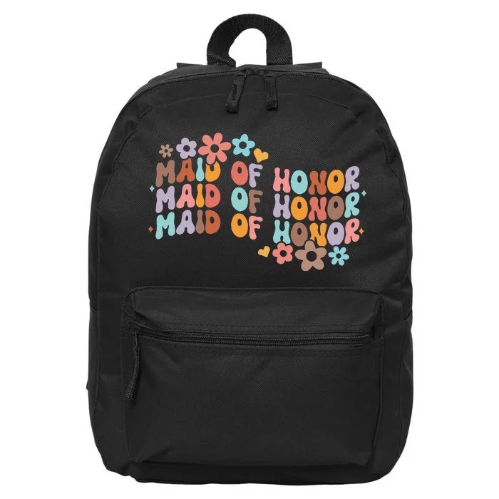 Maid Of Honor Bridesmaid Bridal Shower Groovy Bachelorette 16 in Basic Backpack